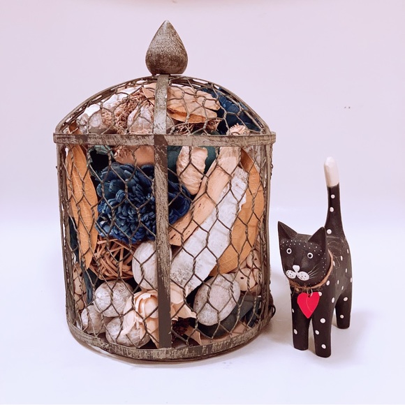 Vintage Accents French Chicken Wire Topiary Potpourri Birdcage